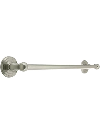 18 inch Brass Towel Bar with Classic Rosettes in Satin Nickel.